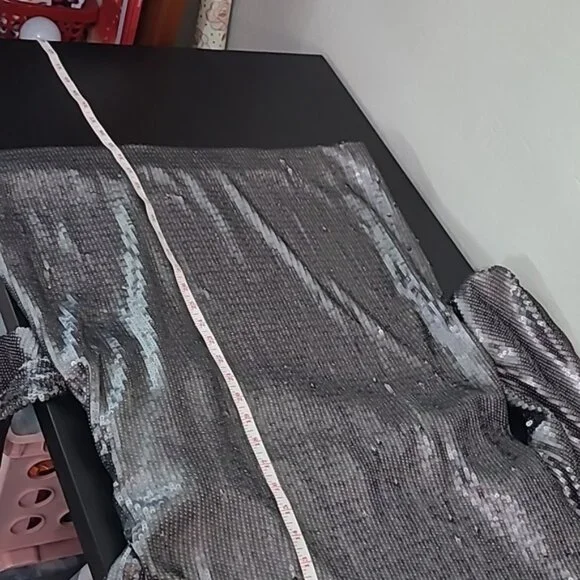 Anine Bing Angie Antique Silver Sequin Mini Dress Women's Cocktail Size XS - Picture 13 of 15